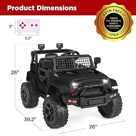 Electric Jeep in Black – Includes Parental Remote Control