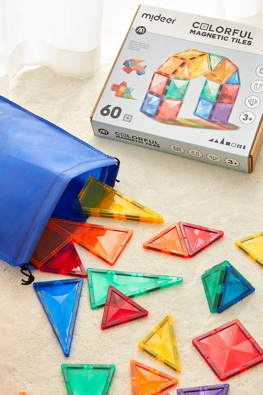 Mideer – Colourful Magnetic Tiles Building Set – 60pcs